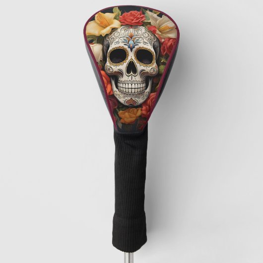 Sugar Skull Floral Golf Head Cover Headcover (Vorderseite)