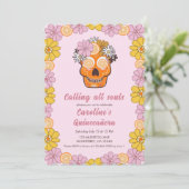 Sugar Skull Floral Quinceanera Einladung (Stehend Vorderseite)