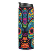 Sugar Skull Folk Art Day of the Dead Halloween Thermosbecher (Nach rechts gedreht)
