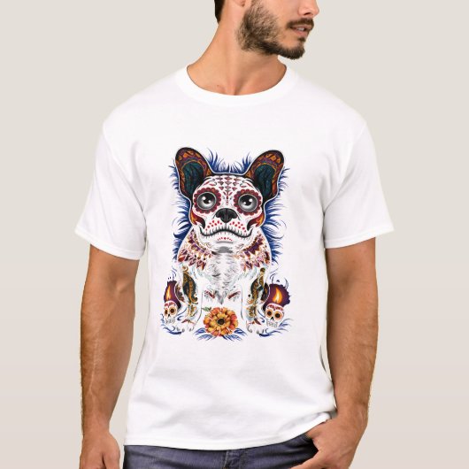Sugar Skull French Bulldog T-Shirt (Vorderseite)