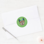 Sugar Skull Frenchie - Green Runder Aufkleber (Umschlag)