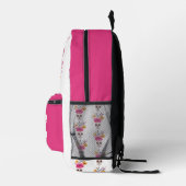 Sugar Skull Fuchsia Blume Individuelle Name Bedruckter Rucksack (Rechts)