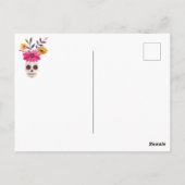 Sugar Skull Fuchsia Mexikanische Blume Cinco de Ma Postkarte (Rückseite)