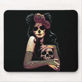 Sugar Skull Girl, Dia de los Muertos #11 Mousepad