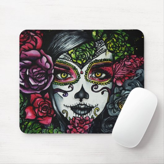 Sugar Skull Girl, Dia de los Muertos #8 Mousepad (Mit Mouse)