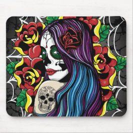 Sugar Skull Girl, Dia de los Muertos #9 Mousepad