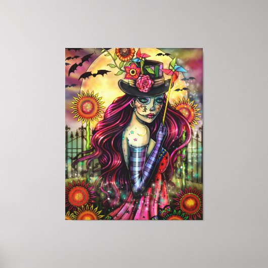 Sugar Skull Girl Fantasy Art von Molly Harrison Leinwanddruck (Vorderseite)