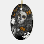 Sugar Skull Girl Keramik Ornament (Links)