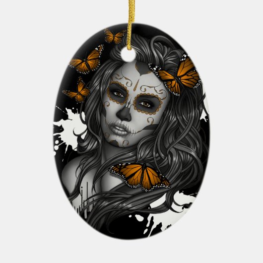 Sugar Skull Girl Keramik Ornament (Vorne)
