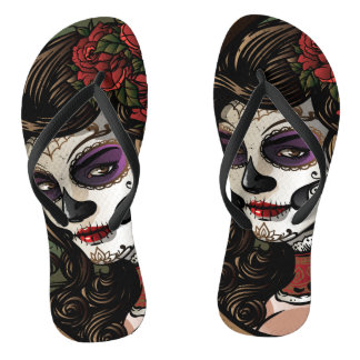 Sugar Skull Girl - Paar Flip Flops Badesandalen