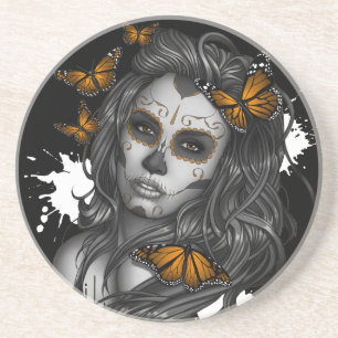 Sugar Skull Girl Sandstein Untersetzer