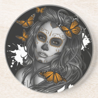 Sugar Skull Girl Sandstein Untersetzer