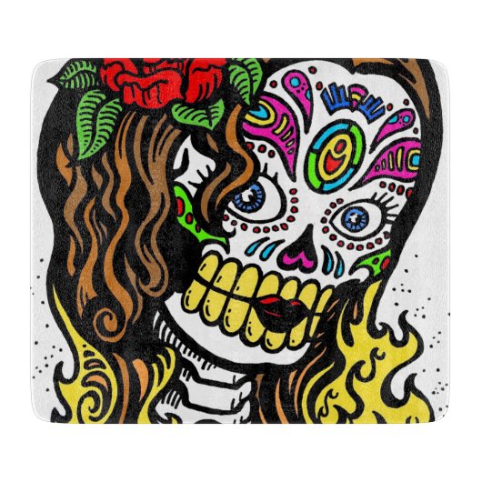 Sugar Skull Girl Schneidebrett (Vorderseite)