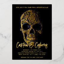 Sugar Skull Gold Dia De Los Muertos Halloween