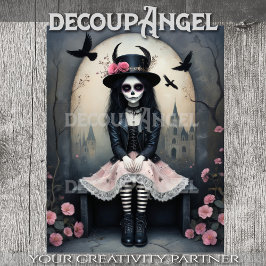 Sugar Skull Gothic Girl Decoupage Seidenpapier