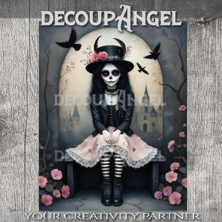 Sugar Skull Gothic Girl Decoupage Seidenpapier