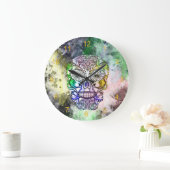 Sugar Skull Grunge Skeletal Large Clock Große Wanduhr (Zuhause)