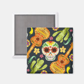 Sugar Skull & Guitars Dia de Muertos | Magnet (Vorderseite/Rückseite)