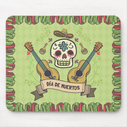 Sugar Skull & Guitars Dia de Muertos | Mousepad (Vorne)