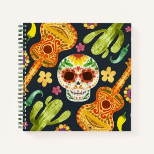 Sugar Skull & Guitars Dia de Muertos   Notebook Notizblock