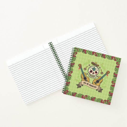 Sugar Skull & Guitars Dia de Muertos | Notizbuch (Innenseite)