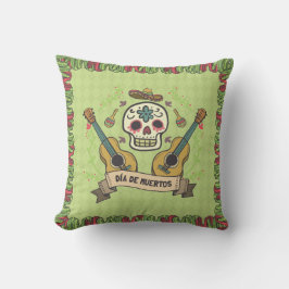 Sugar Skull & Guitars Dia de Muertos Throw Kissen