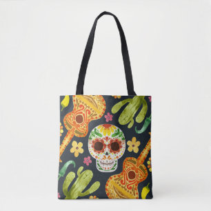 Sugar Skull & Guitars Dia de Muertos   Tragetasche Tasche