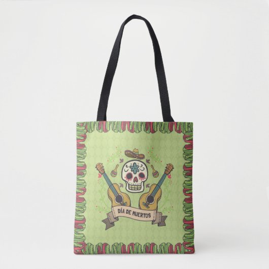 Sugar Skull & Guitars Dia de Muertos | Tragetasche Tasche (Vorderseite)