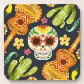 Sugar Skull & Guitars Dia de Muertos | Untersetzer (Vorderseite)