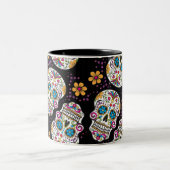 Sugar Skull Halloween Black Zweifarbige Tasse (Mittel)