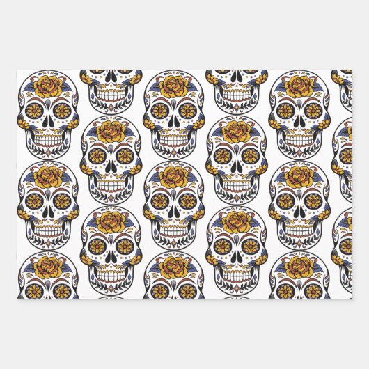 Sugar Skull Halloween Day of the Dead Geschenkpapier Set (Vorderseite)