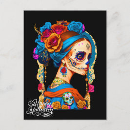 Sugar Skull Halloween, Dia de los Muertos Postkarte