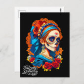 Sugar Skull Halloween, Dia de los Muertos Postkarte (Vorne/Hinten)