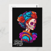 Sugar Skull Halloween, Dia de los Muertos Postkarte (Vorne/Hinten)