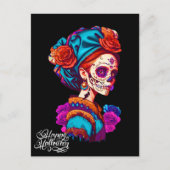 Sugar Skull Halloween, Dia de los Muertos Postkarte (Vorderseite)
