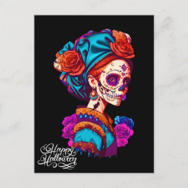 Sugar Skull Halloween, Dia de los Muertos Postkarte