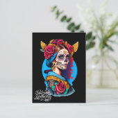 Sugar Skull Halloween, Dia de los Muertos Postkarte (Stehend Vorderseite)