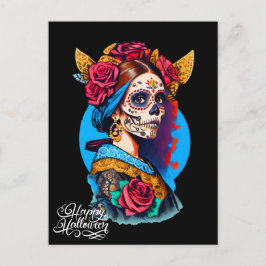 Sugar Skull Halloween, Dia de los Muertos Postkarte