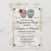 Sugar Skull Halloween Engagement Party Einladung (Vorne/Hinten)