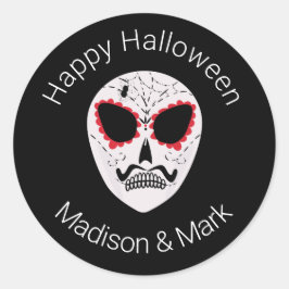 Sugar Skull Halloween Gefallen Runder Aufkleber