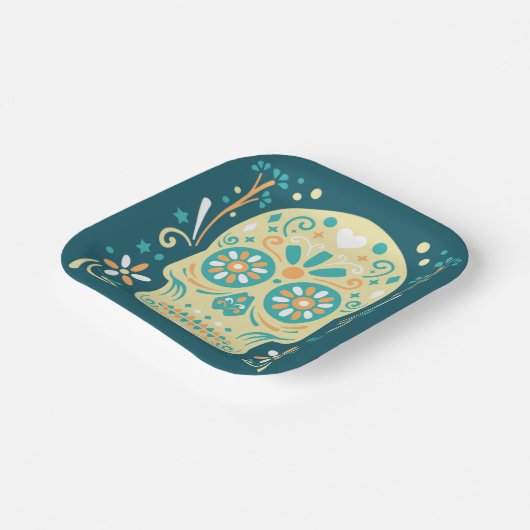 Sugar Skull Halloween Pappteller (Gewinkelt)