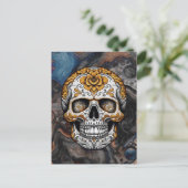 Sugar Skull Halloween Postkarte (Stehend Vorderseite)