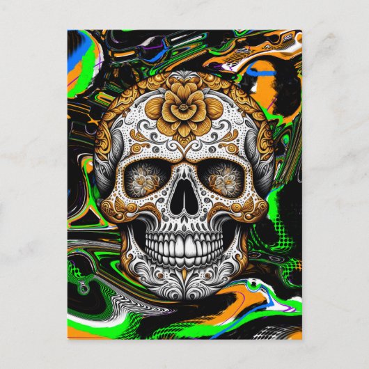 Sugar Skull Halloween Postkarte (Vorderseite)
