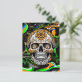 Sugar Skull Halloween Postkarte (Stehend Vorderseite)