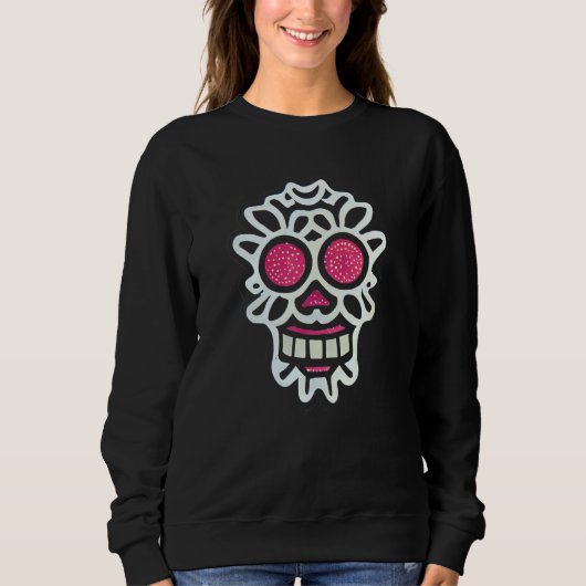 Sugar Skull Hand Illustration Simple Drawn Calaver Sweatshirt (Vorderseite)