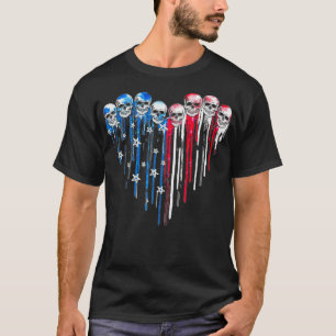 Sugar Skull Heart American Flag 4. Juli Patrio T-Shirt