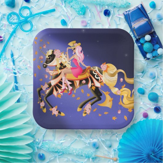 Sugar Skull Horse & Lady  Paper Plate Pappteller (Party)