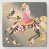 Sugar Skull Horse & Lady Stone Coaster Steinuntersetzer (Vorderseite)