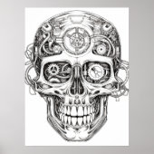 Sugar Skull Image Black + White Art on Wall Poster (Vorne)