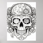 Sugar Skull Image Black + White on a Wall Poster (Vorne)